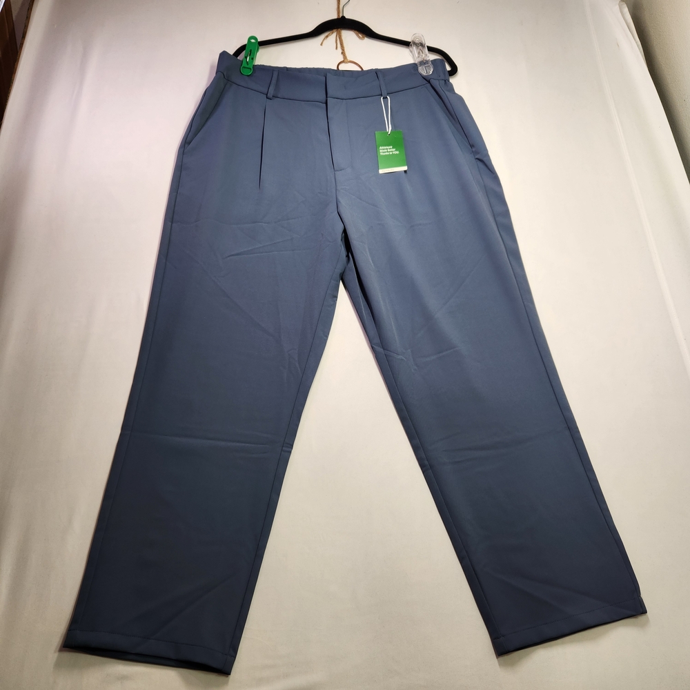 ⭐️NWT HALARA DayStretch High Waisted Pleated Straight Leg Dress Pants Blue XL